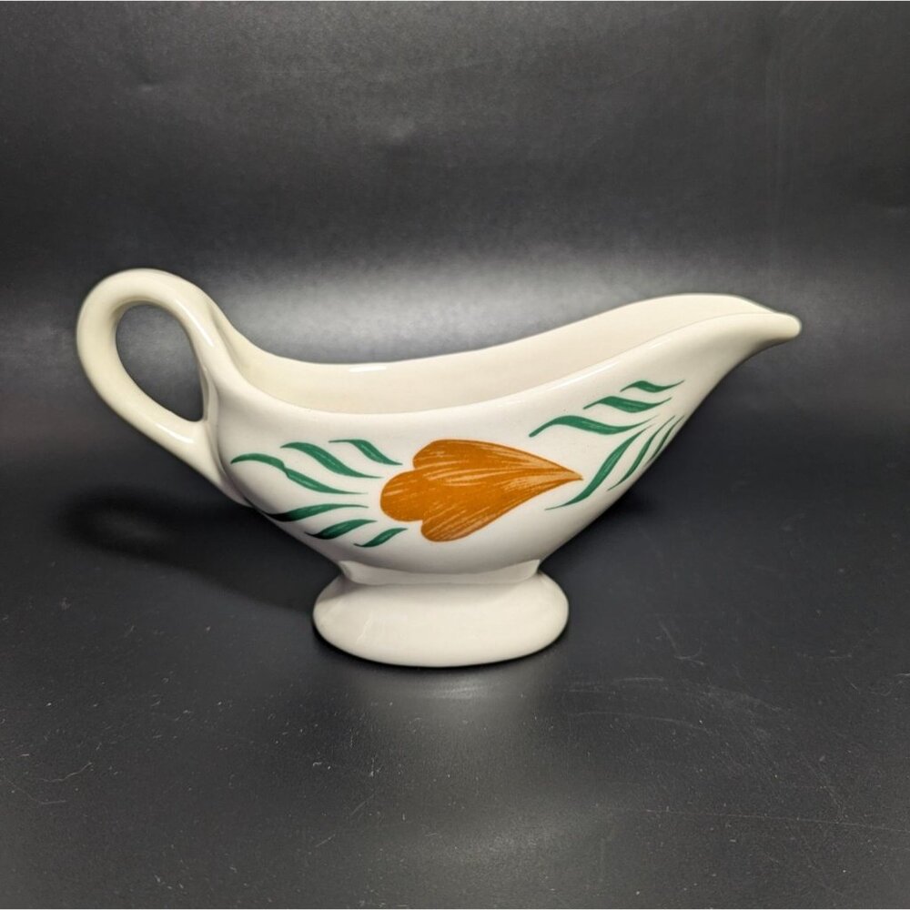 Syracuse Gravy Boat Orange Green Floral Pattern Ceramic